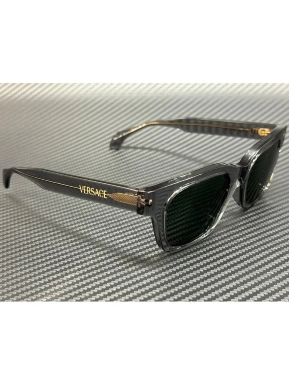New Versace Men Transparent Grey Sunglasses 52-19-140